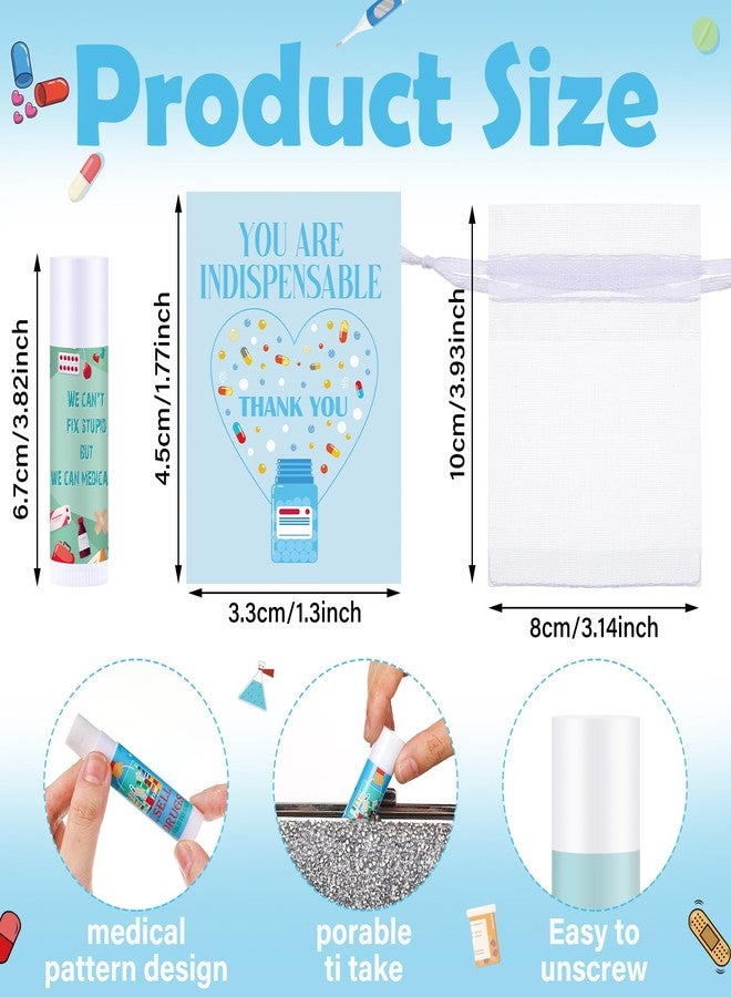 Heigble 36 Set Pharmacy Gift Bulk Pharmacist Technician Funny Lip Balm Thank You Tag Organza Bag National Pharmacist Day Appreciation Gift for Medicine Tech Nurse Doctor Valentine's Day Accessories - Image 2